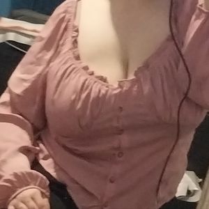 Pink ruffle long sleeve shirt